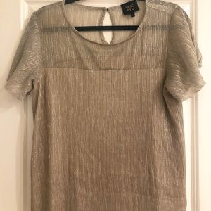 W5 Golden Shimmery Short Sleeve Blouse Shirt